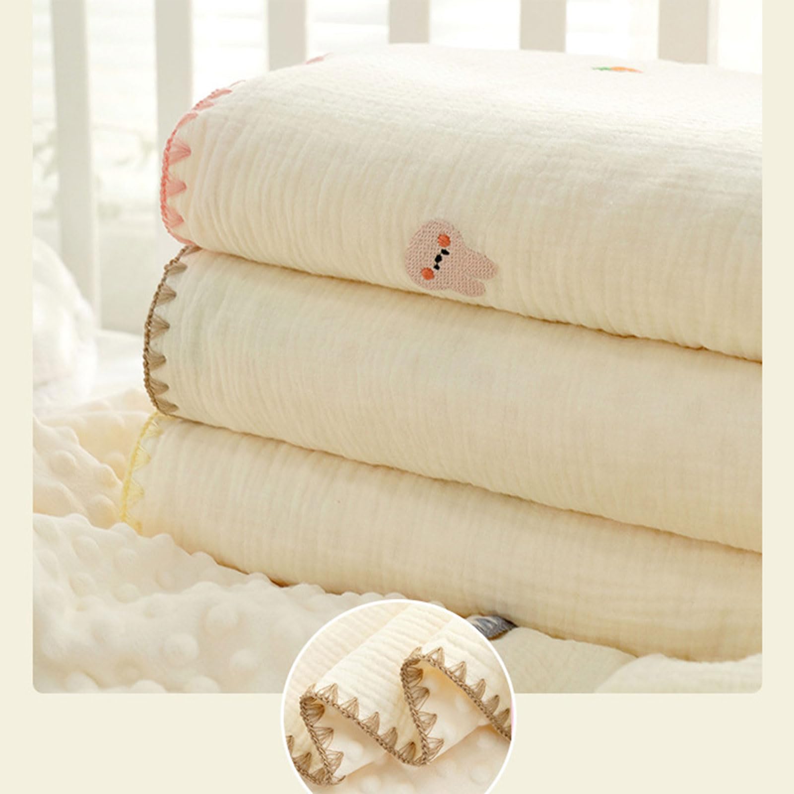 Coperta per neonati, 100 x 115 cm, con retro a pois, coperta traspirante per allattamento, per bambini e bambine, morbida e traspirante