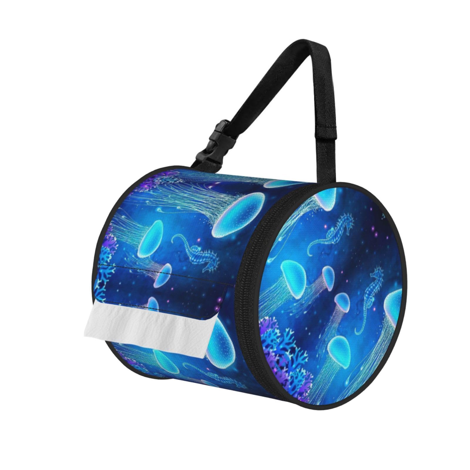 Underwater Jellyfish Print Fashion Tissues Organizer Box, Hanging Tissue Holder For Purse Coins For Car Office Daily Outing