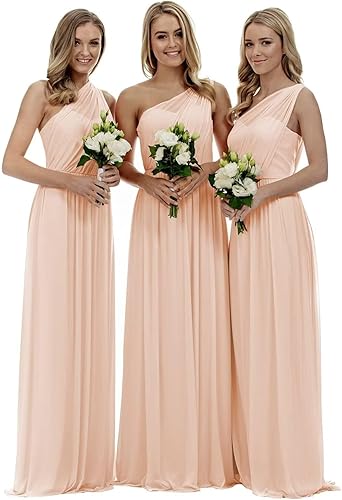 Miniatura 3 de Vestido de dama de honor de un hombro para mujer, plisado, de gasa, formal, vestido de noche