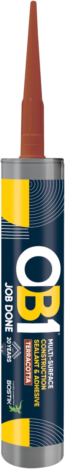 OB1 Terracotta Multi-Surface Construction Sealant & Adhesive - Hybrid Polymer - Excellent Chemical Resistance - Water & Weather Resistant - 290ml