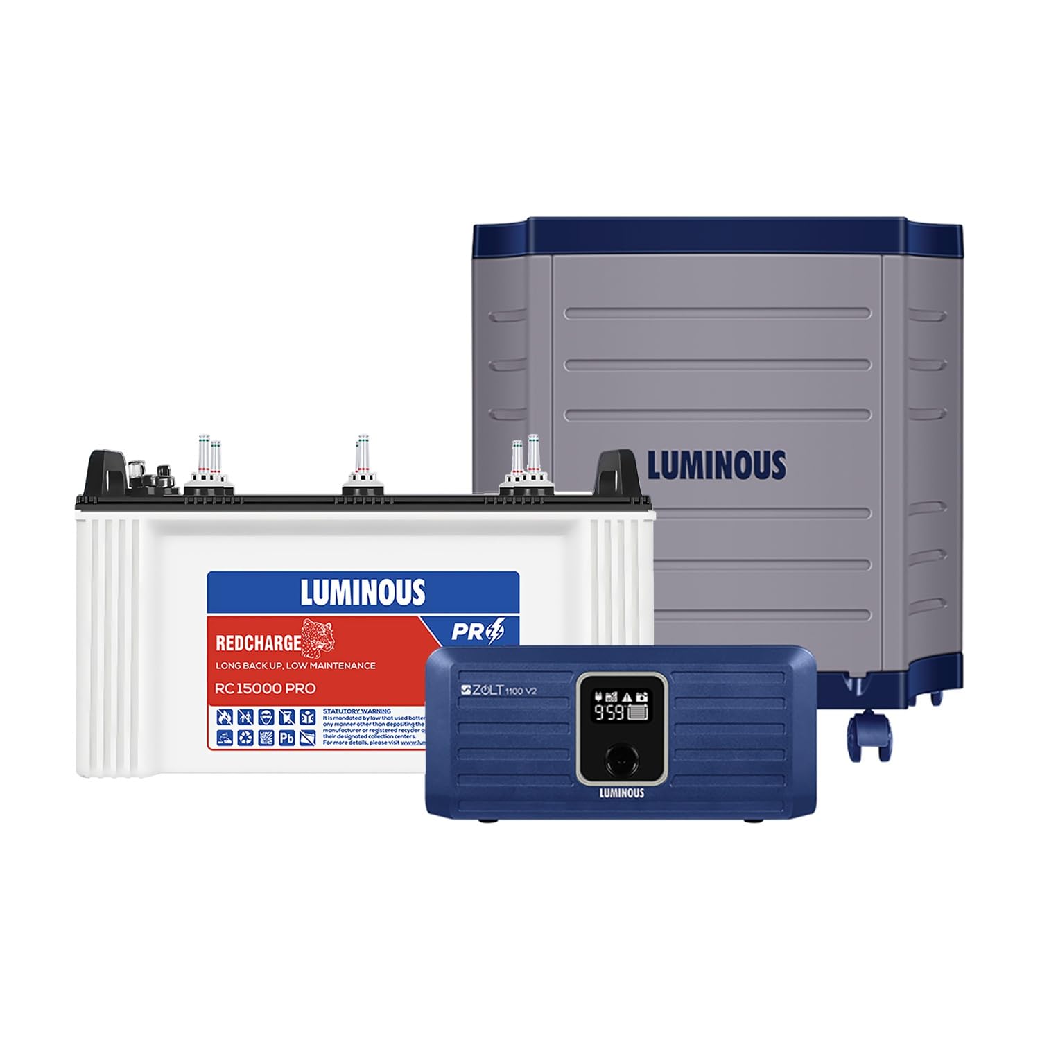 Luminous Inverter & Battery Combo with Trolley (Zolt 1100 Pure