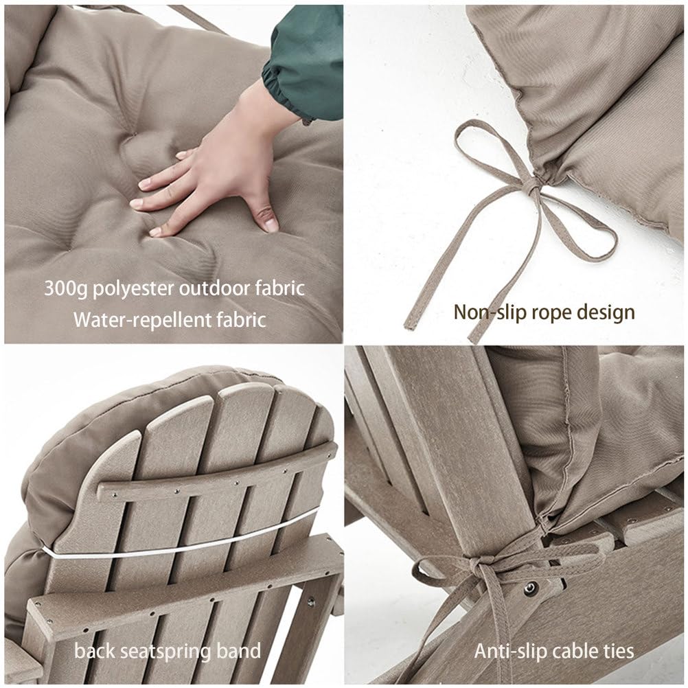 Adirondack & Rocking Chair Cushion Wysokie oparcie Poduszki na patio - wewnątrz/na zewnątrz pogrubiona poduszka na fotel bujany, odporna na blaknięcie i wodoodporna, khaki