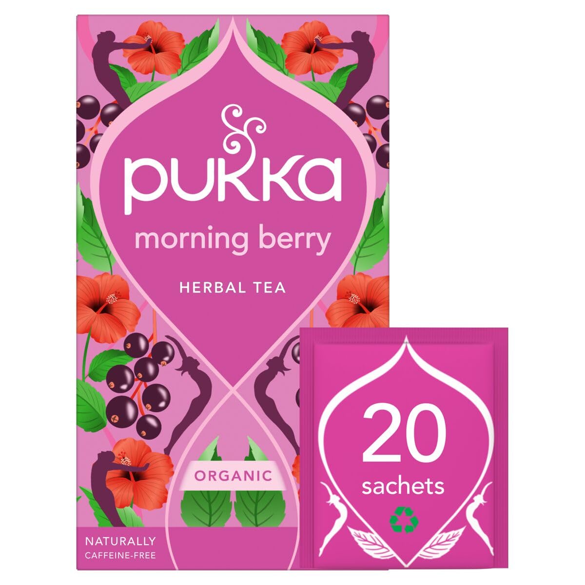 Pukka Herbs | Morning Berry Organic Herbal Tea Box | Infused With Blackcurrant, Blackberry & Spearmint | Perfect For Bright Energy | Caffeine Free | 20 Plant Based Biodegradable Tea Bags