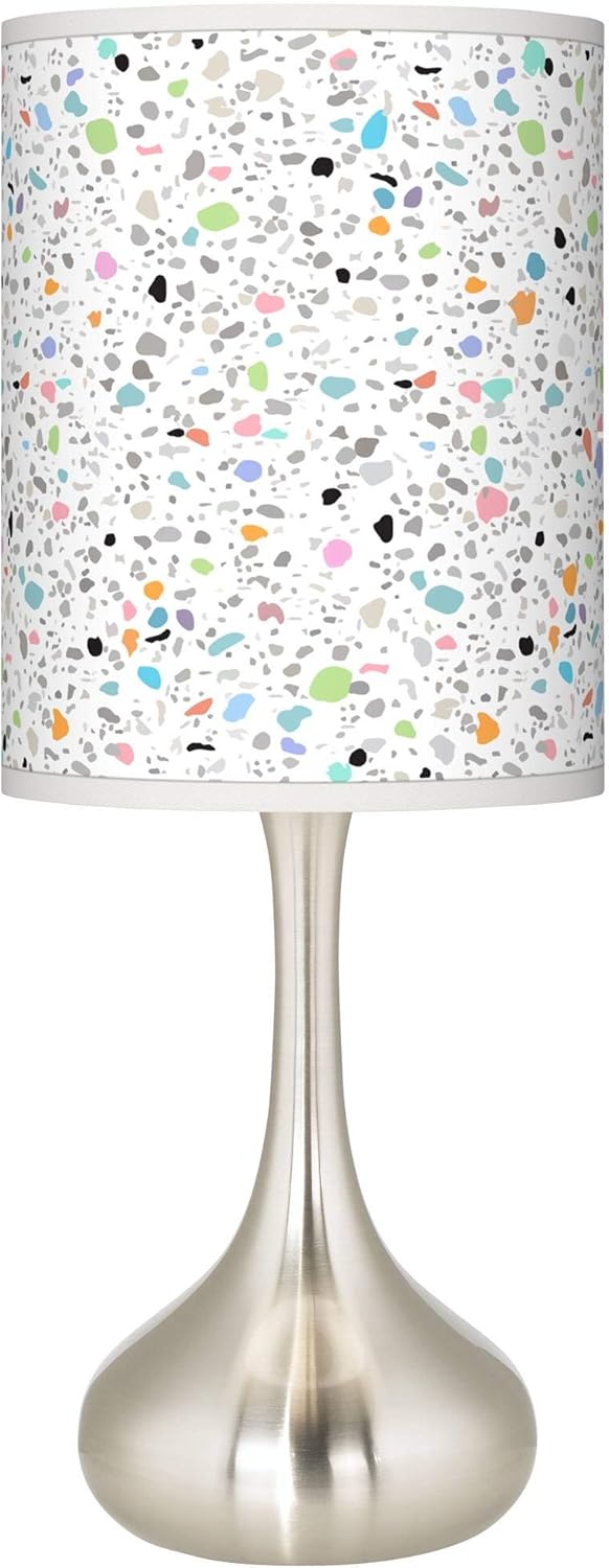 Colored Terrazzo Giclee Modern Droplet Table Lamp with Print Shade