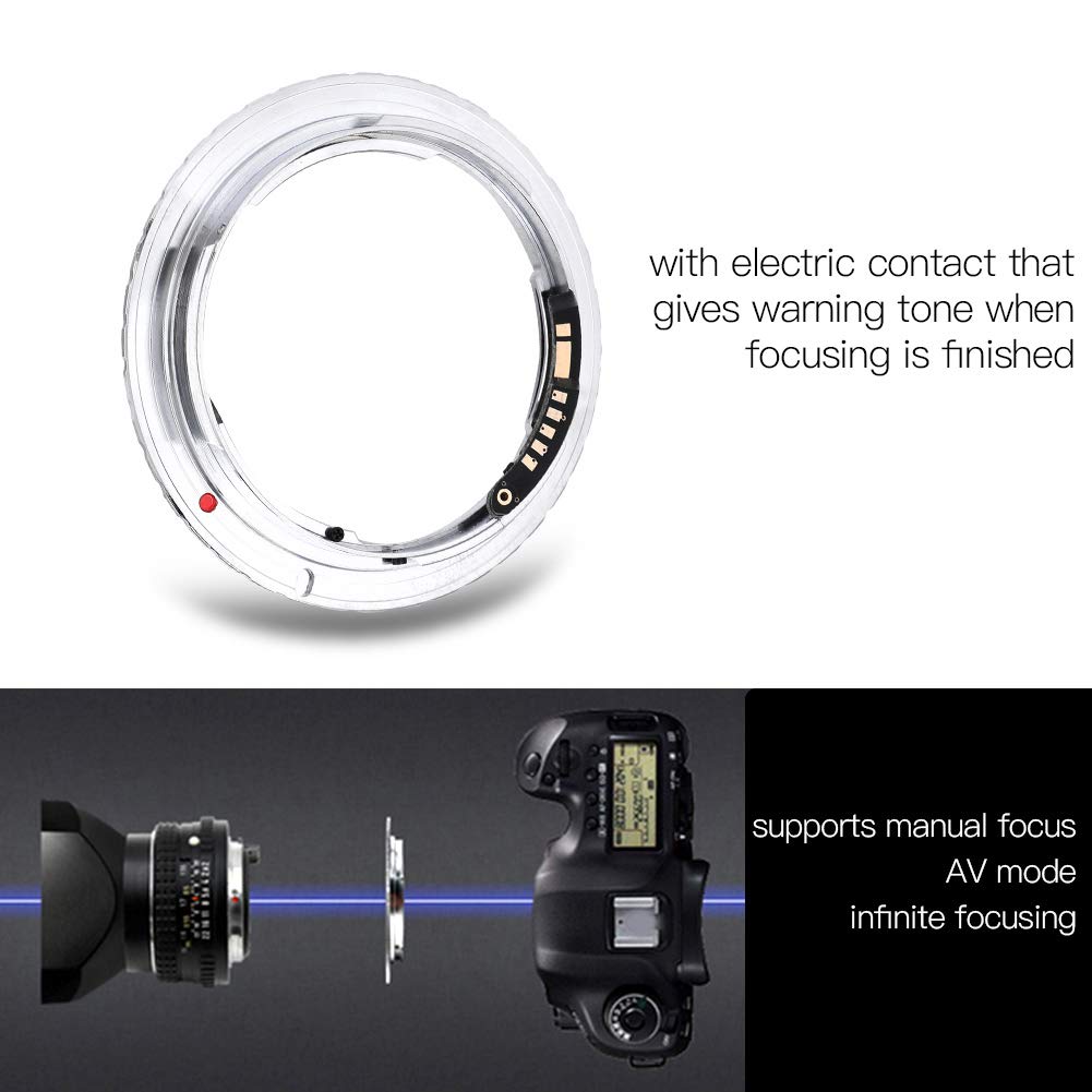 EBTOOLS Adaptador de Lente de Cámara PK-EOS con Contacto Eléctrico para Lente Pentax K para Cámaras Canon EOS, Accesorios para Lentes de Cámara