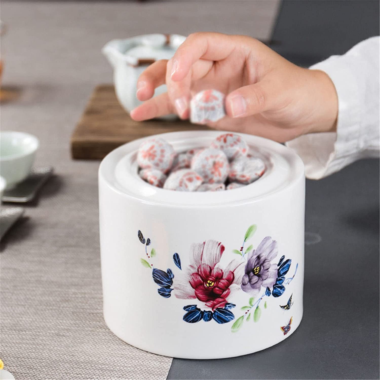 urna dla zwierząt, Ceramiczny słoik na herbatę, pojemniki słoiki(Green)