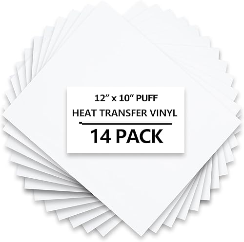 HTVVETUR 14 hojas de vinilo de soplo 3D de transferencia de calor de 12 x 10 pulgadas, vinilo de transferencia de calor para prensa de calor,