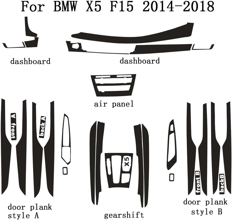 for BMW X5 F15 2014-2018 Interior Central Control Panel Door Handle 5D Carbon Fiber Stickers Decals Car Styling Accessorie