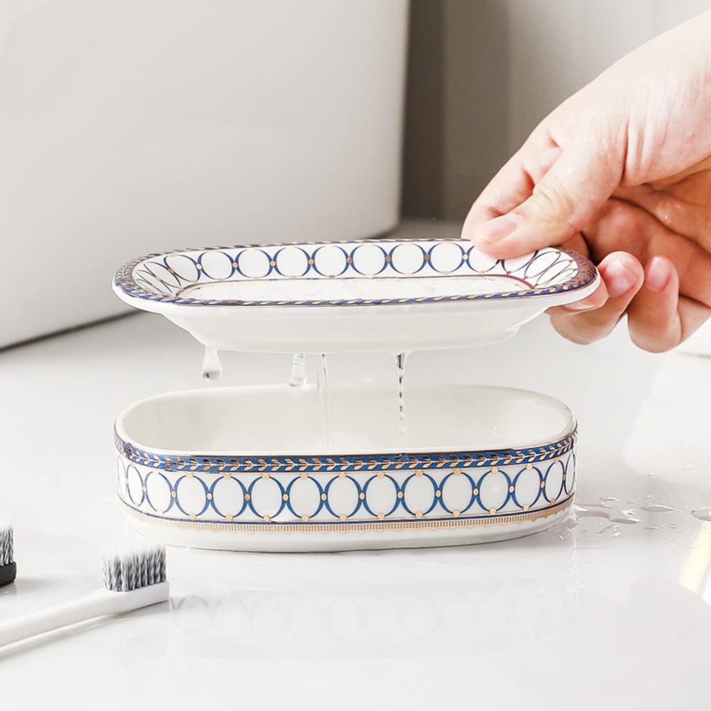 UNNS Ociekanie mydelniczki w stylu nordyckim ceramiczne mydelniczka odpływ mydelniczka wewnętrzna umywalka łazienka kuchnia dwuwarstwowa mydelniczka prosty mydelniczka (kolor: A)