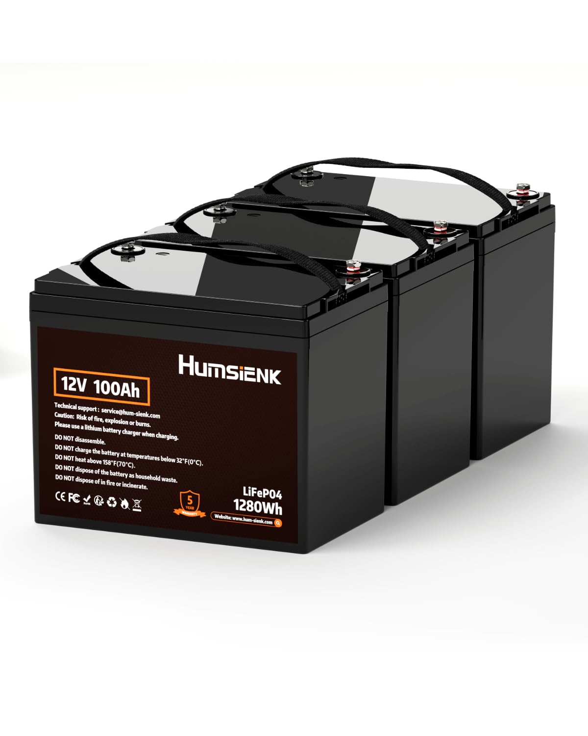 12V 100Ah LiFePO4 Battery Lithium Built In 100A Smart BMS Portable Group 24 Size Lithium 1280Wh Battery 15000 Deep Cycles 10 Years Lifespan for RV Solar Energy Off Grid Trolling Motor (3PACK)