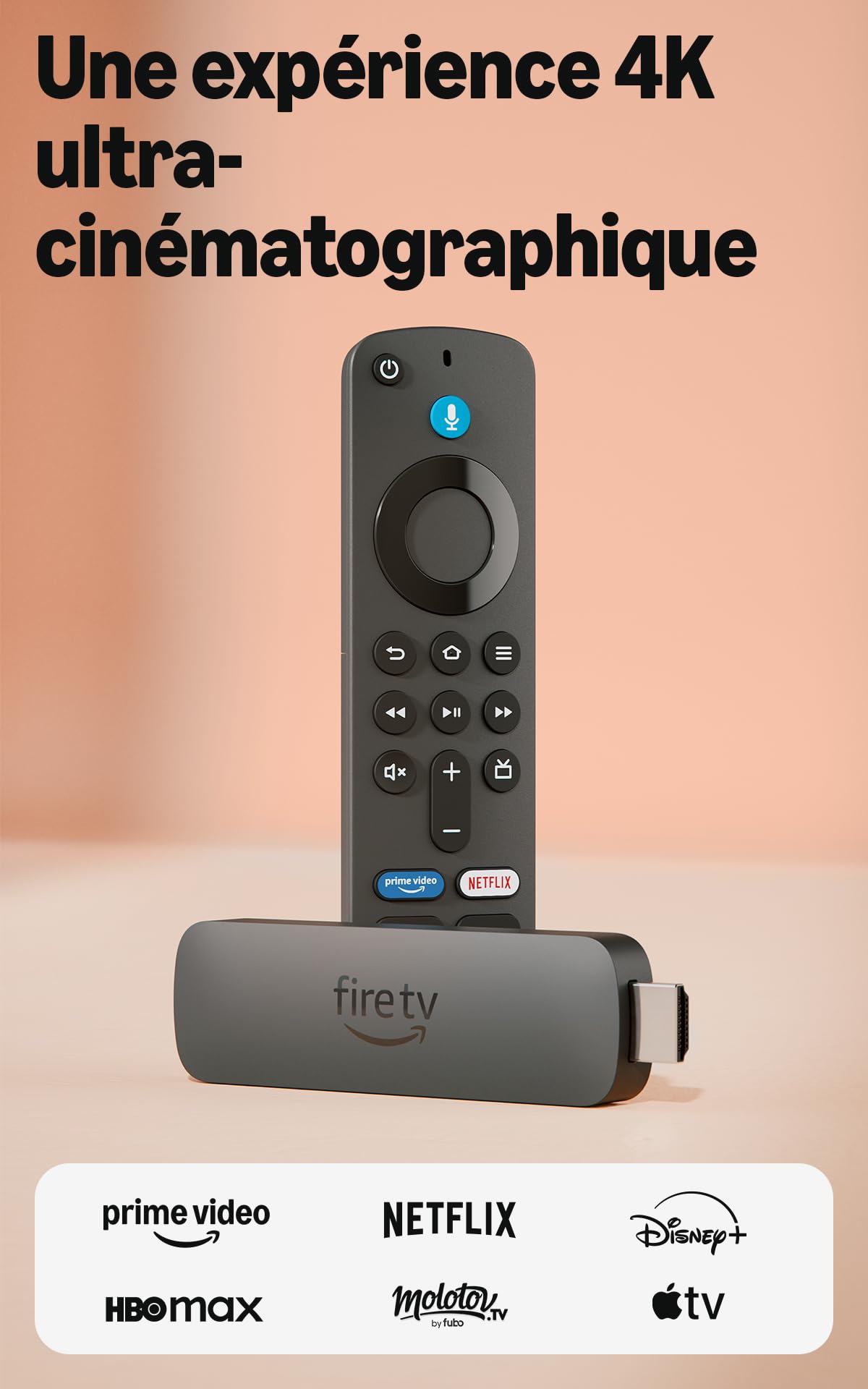 Amazon Fire TV Stick 4K Plus, avec prise en charge du Wi-Fi 6 et des technologies Dolby Vision/Atmos et HDR10+, Trouvez vos séries plus rapidement avec Alexa+