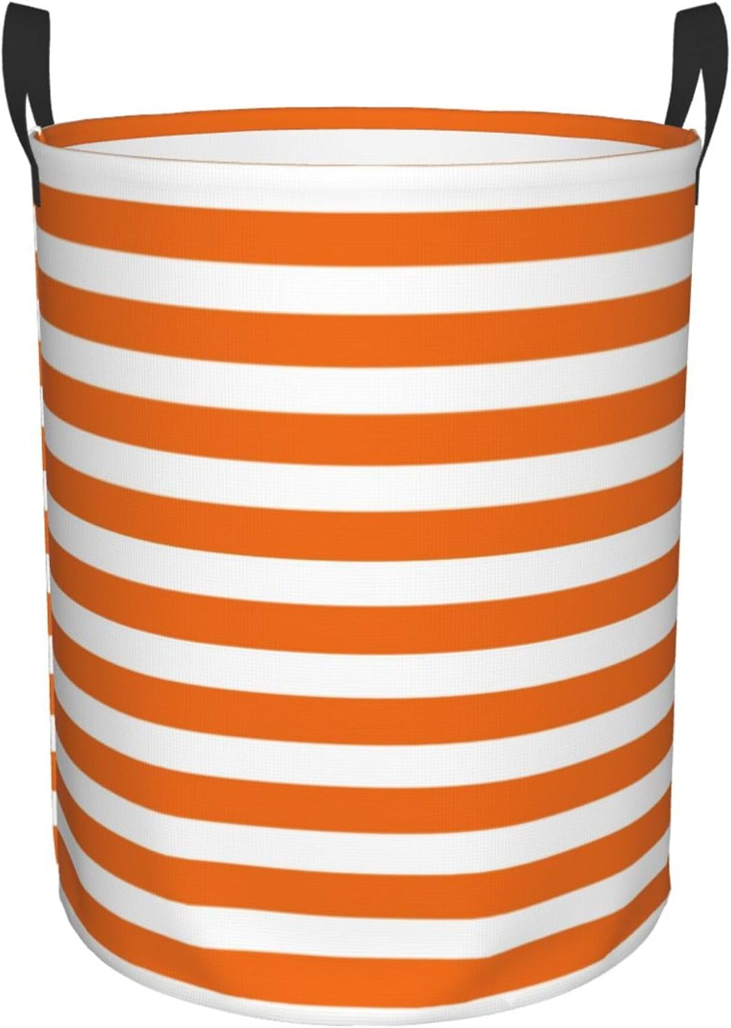Large Laundry Basket, Pumpkin Orange & White Stripes Laundry Hamper Bag Collapsible Washing Bin With Handles for College Dorm, Family Essentials Storage