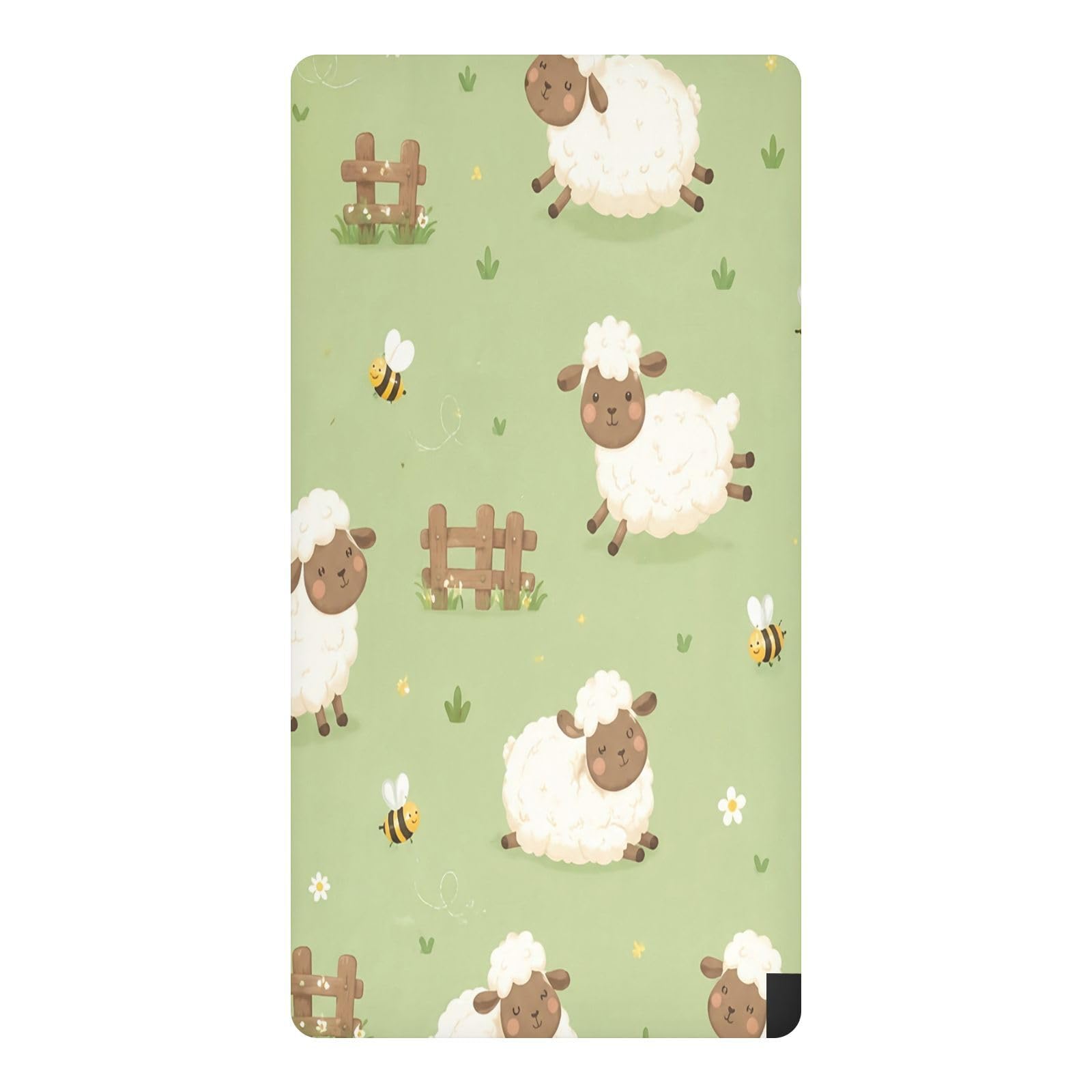 BOESI Meadow Sheep Waterproof Crib Sheet,Fitted Mattress Protector