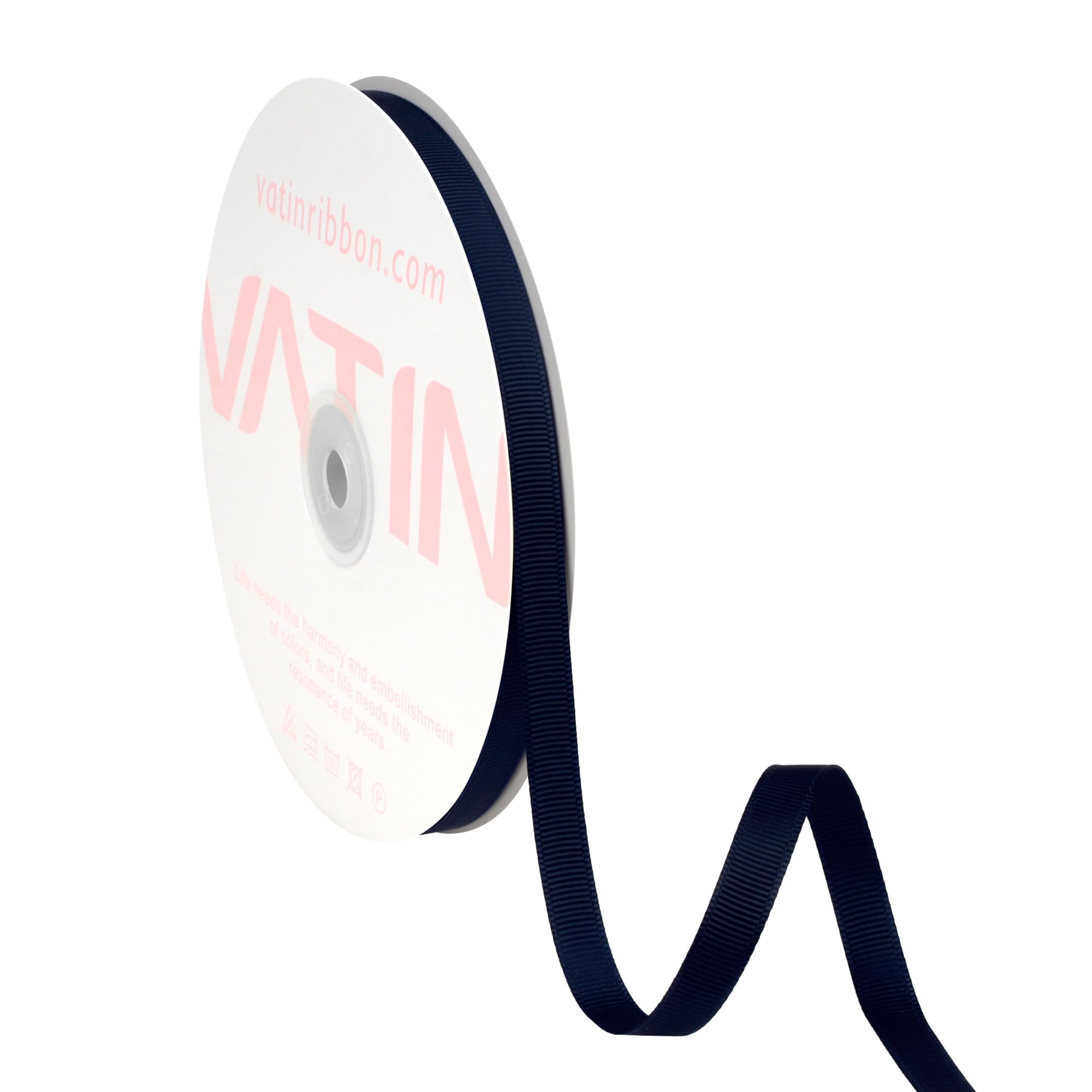 VATIN Solid 10mm X 45 Metres Navy Blue Grosgrain Ribbon 23 Metres Each Roll Perfect for Crafts, Wedding Decor, DIY Hair Accessories, Sewing, Gift Package Wrapping and More