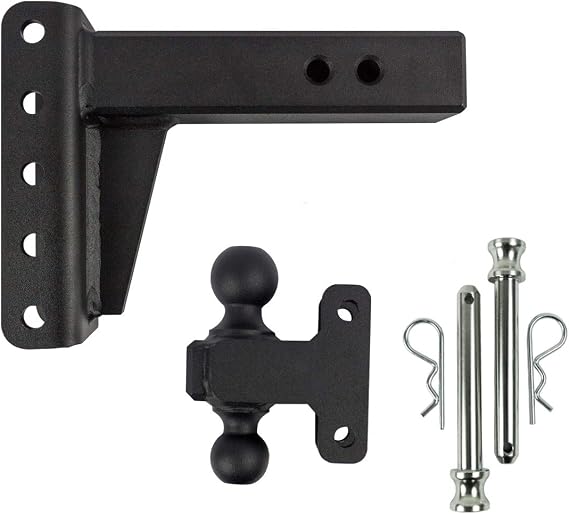 BulletProof Hitches - 2.5 Adjustable Heavy Duty Trailer Hitch (22,000 lb. Rating) - 4 Drop/Rise Trailer Hitch with 2 & 2-5/16 Dual Ball - Powder Coat, Solid Steel, Corrosion-Resistant