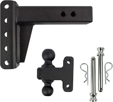 BulletProof Hitches - 2.5 Adjustable Heavy Duty Trailer Hitch (22,000 lb. Rating) - 4 Drop/Rise Trailer Hitch with 2 & 2-5/16 Dual Ball - Powder Coat, Solid Steel, Corrosion-Resistant