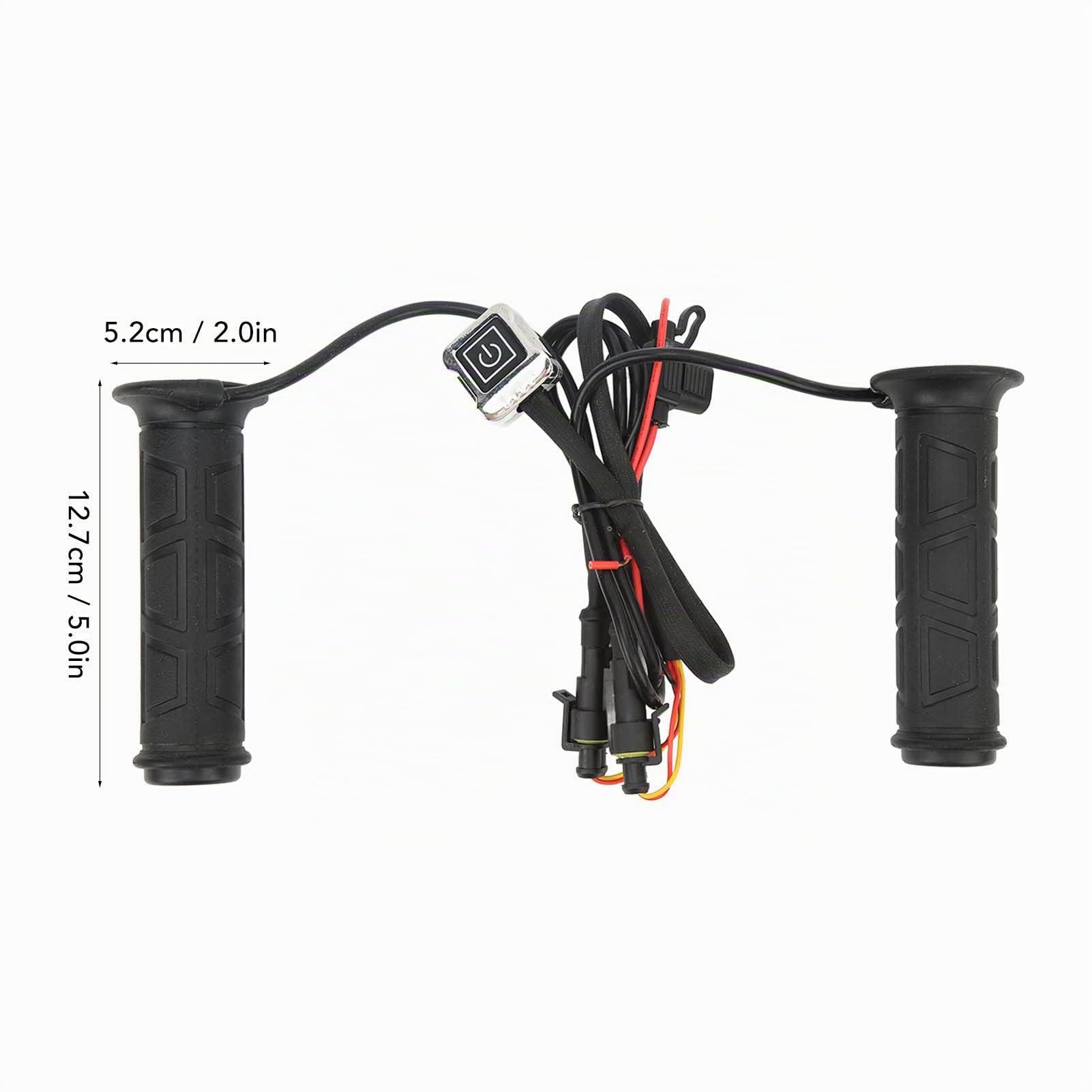 Luqeeg Manopole Riscaldate per Moto 12V, Temperatura Regolabile, 1 Paio Manopole Elettriche Riscaldate, Materiale Nitrile Impermeabile, Design Sigillato e Aperto, 7,5 A, per ATV