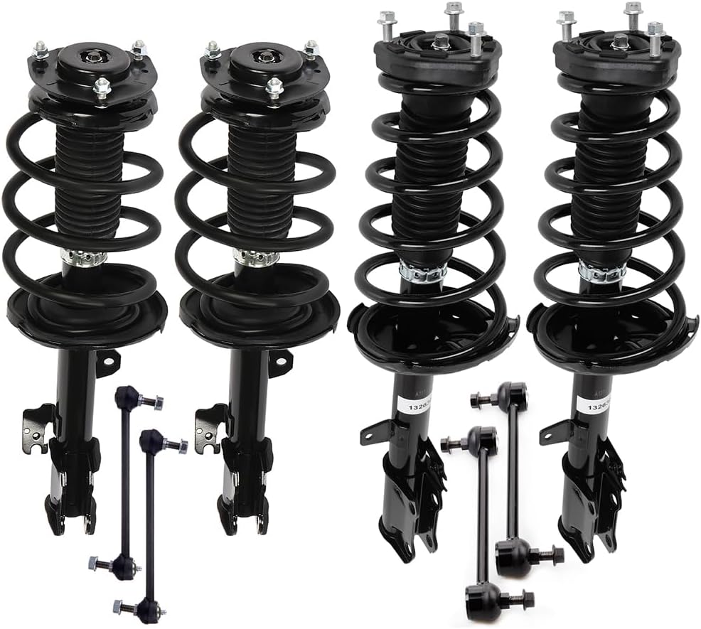 Abrillvt- 8pc Struts Shocks Suspension Kit 2008-2011 For Toyota For Highlander Front Complete Strut Assembly Rear Complete Strut Assembly Stabilizer Bar Link Kit Stabilizer Bar Link