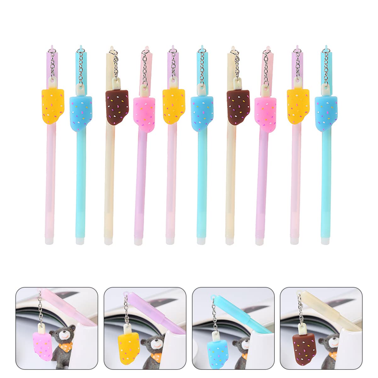 Ciieeo 2 Set Di Penne in Plastica E Penne Da Disegno Con Portachiavi Penne A Inchiostro Gel Per Ragazzi E Ragazze Che Imparano A Scrivere 10 Pezzi * 2