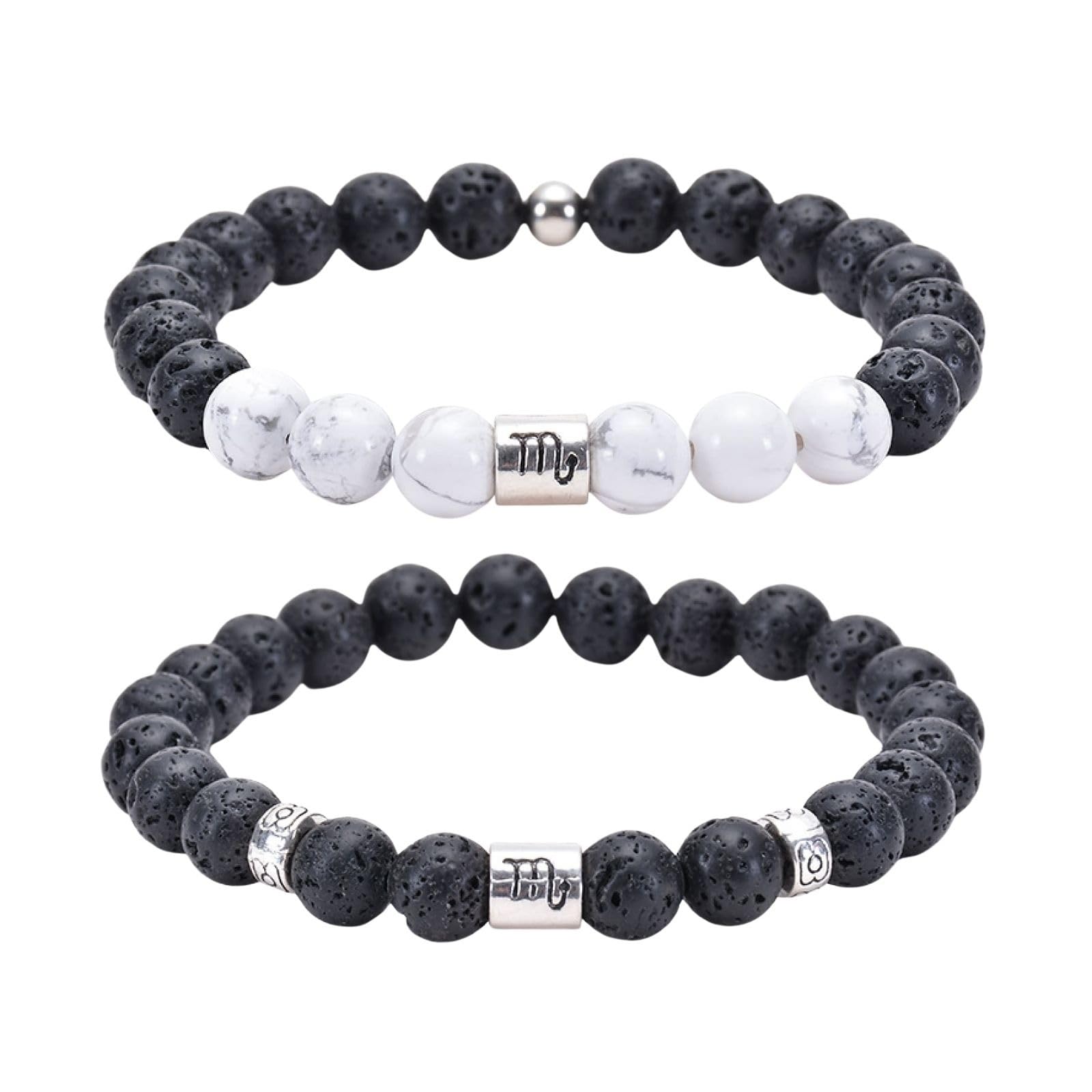 Perle Frauen stapelbar, Armband schwarz weiß Magnesit elastische natürliche Konstellation Perlen Metall Naturstein für Männer Schmuck