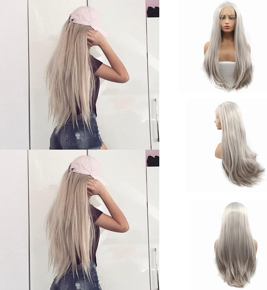 Ash Blonde Synthetic Wig Natural Blonde Lace Front Wigs for Women Long Heat Resistant Fiber Daily Wear Hair