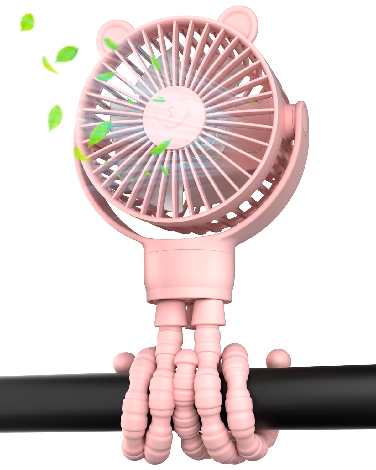 Portable Mini Stroller Fan, Battery Operated Small Clip on, Detachable Flexible Tripod Baby Fan with 3 Speed, Rechargeable Personal Fan for Car Seat Crib Treadmill Travel