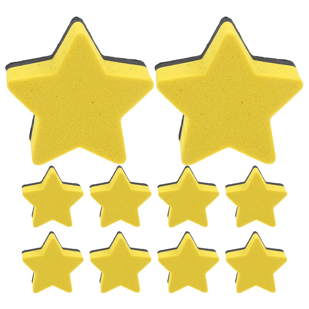 MAGICLULU Whiteboard Erasers 10 Pack Mini Star-Shaped Dry Erase Erasers Reusable Eva Felt Board Eraser for Classroom Office Home School Portable White Board Wipes