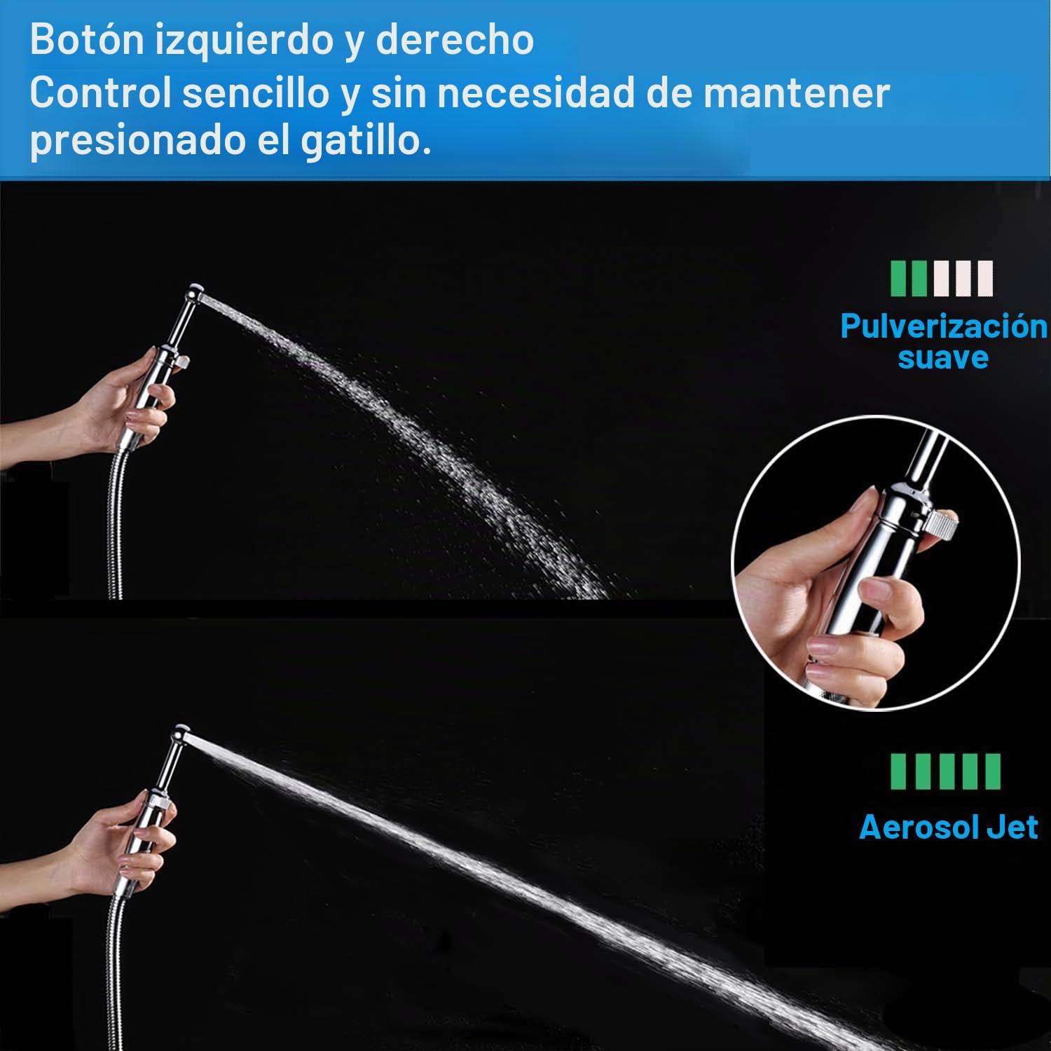 SonTiy Grifo Bidet para WC de Latón, 7.2" Ducha Higiénica Mano para WC con Presión Ajustable y Soporte, Ducha inodoro para Higiene Personal, Limpieza de Pañales y Baño, Cromo