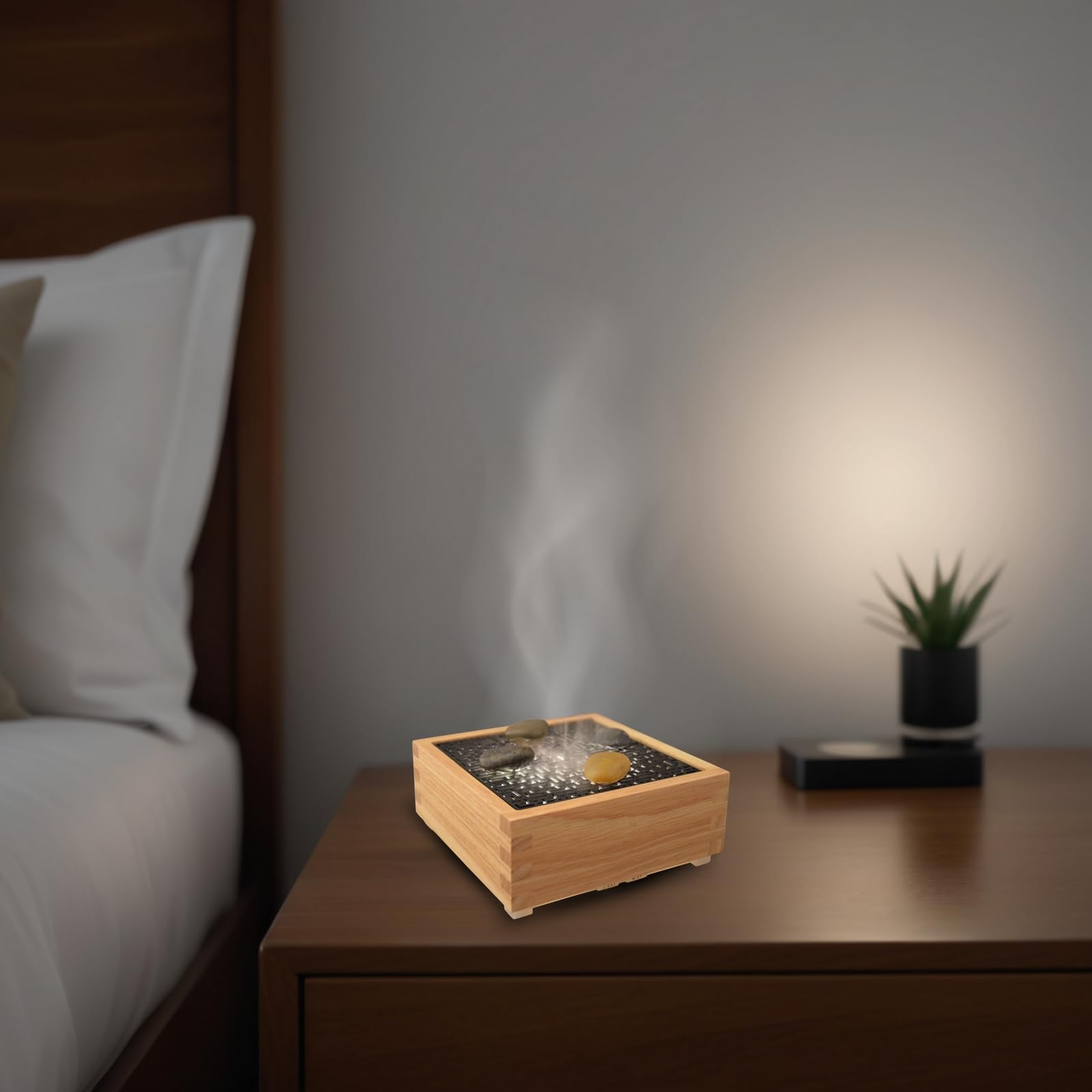 Zen'Arôme - Diffusor Kaori - Luftbefeuchter für ätherische Öle - Ultraschall-Aromatherapie-Vernebler - Elektrische Duftlampe in Naturholz-Design mit LED-Beleuchtung und automatischer Abschaltung