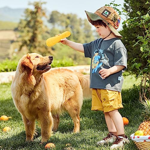 TSHAOUN Hunde-Frisbee-Spielzeug Hunde-Frisbee, aus natürlichem weichem Gummi, für interaktiven Spaß im Freien. 17,8 cm (Gelb/Grün, Blau), 3 Stück