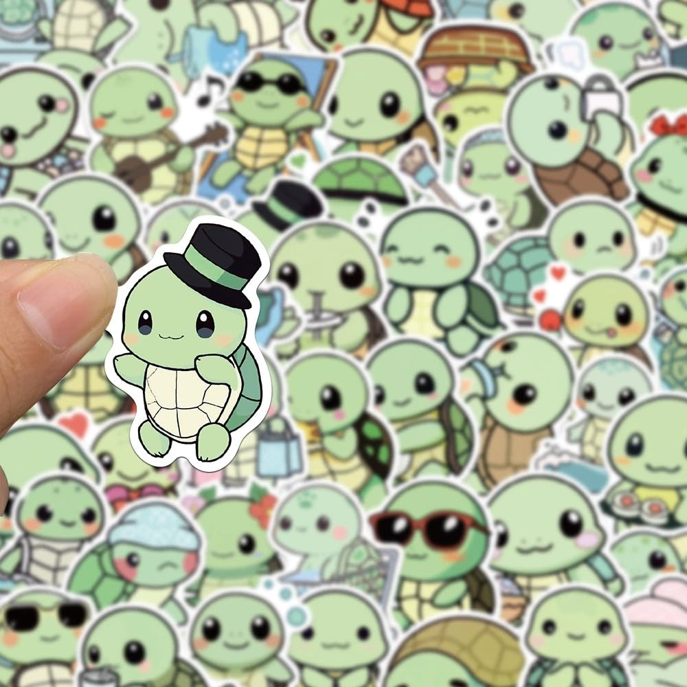 50 Pcs Turtle Stickers for Kids Teens Adults Boys Girls Gift,Tortoise Stickers Pack for Laptop,Skateboard,Luggage,Car,Bike,Cup,Computer,Water Bottle Decor,Vinyl Waterproof Decals - Image 3