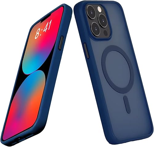 NAYIUU Sea - Funda azul mate para iPhone 14 Pro 6.1 pulgadas compatible con carga inalámbrica Magsafe protección de grado militar