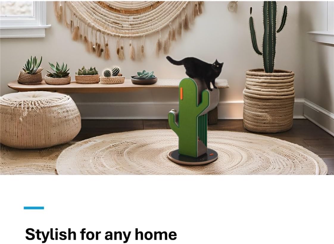 Cactus Cat Tree - Multi-Level Tower for Climbing, Scratching, and Jumping with Sturdy Sustainable Design, Stylish Cat Furniture for Active Play and Home Decor