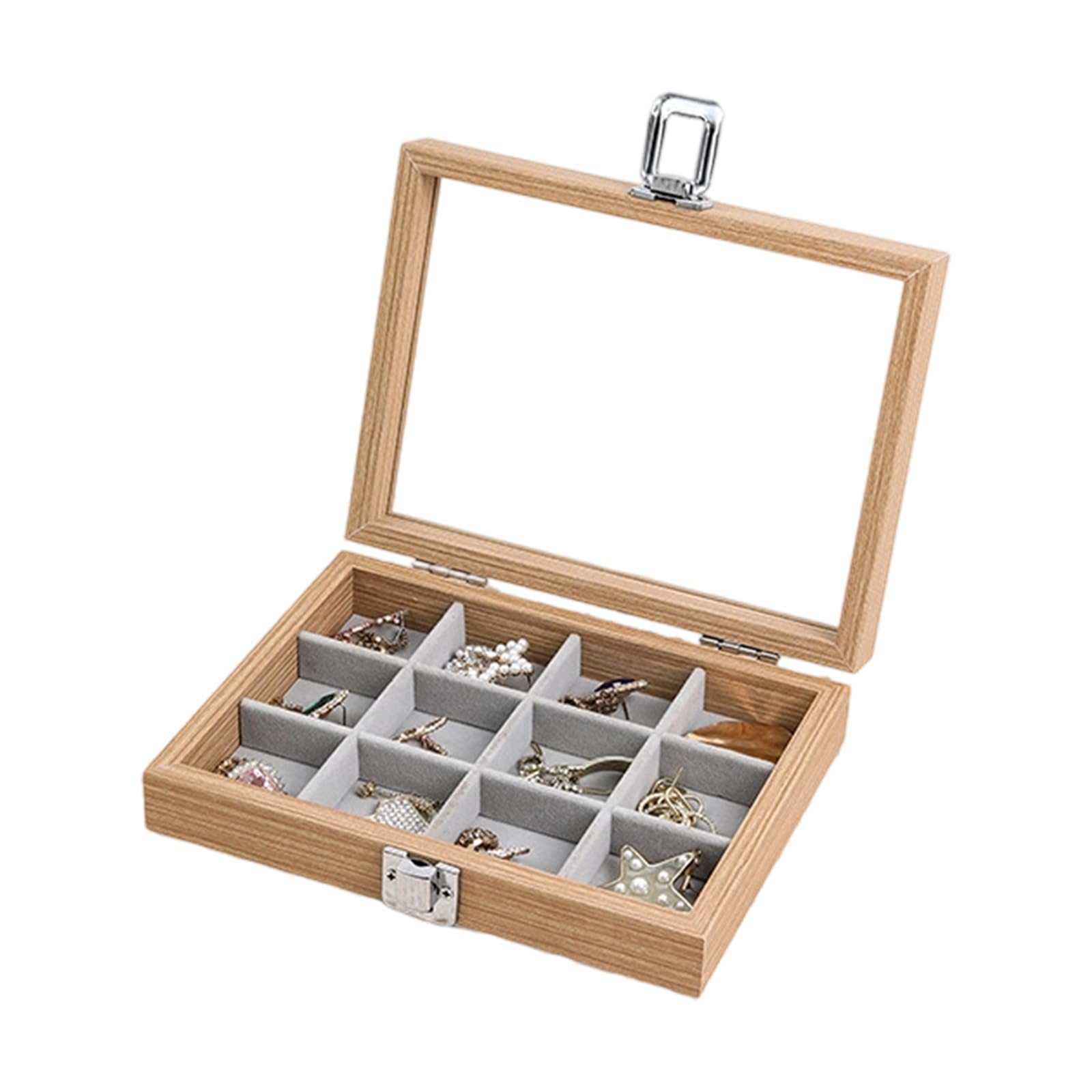 YPBEW Wood Jewelry Case with Covers Necklace and Rings Organiser with Dustproof Lid Elegant Women Accessories Storage Box Jewelry Holder
