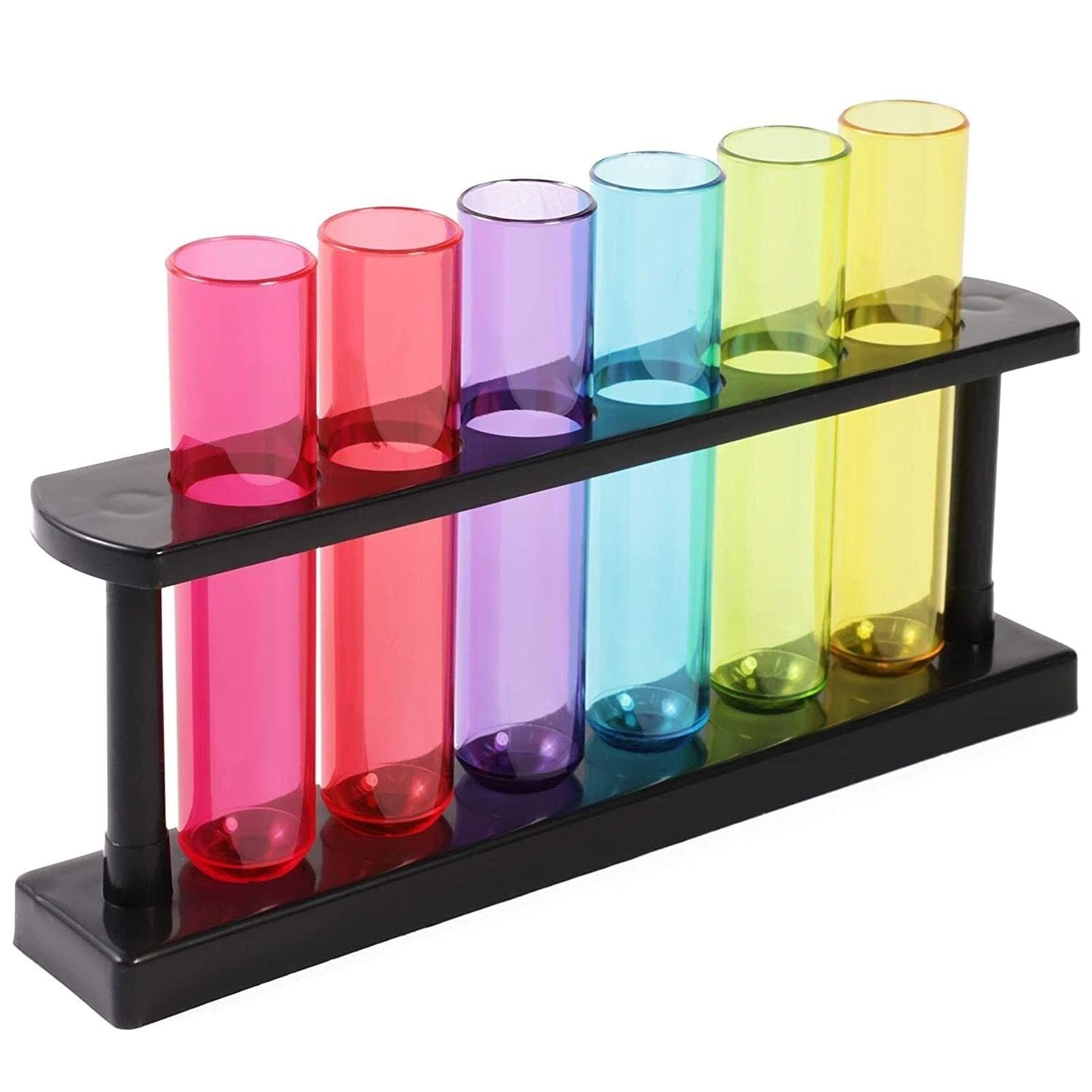 Reagenzglashalter Ständer 4er-Pack Reagenzgläser aus Kunststoff mit Gestell for Partys, Pflanzenvermehrung, Schnapsglashalter for die Wissenschaft Werkzeug Laborzubehör