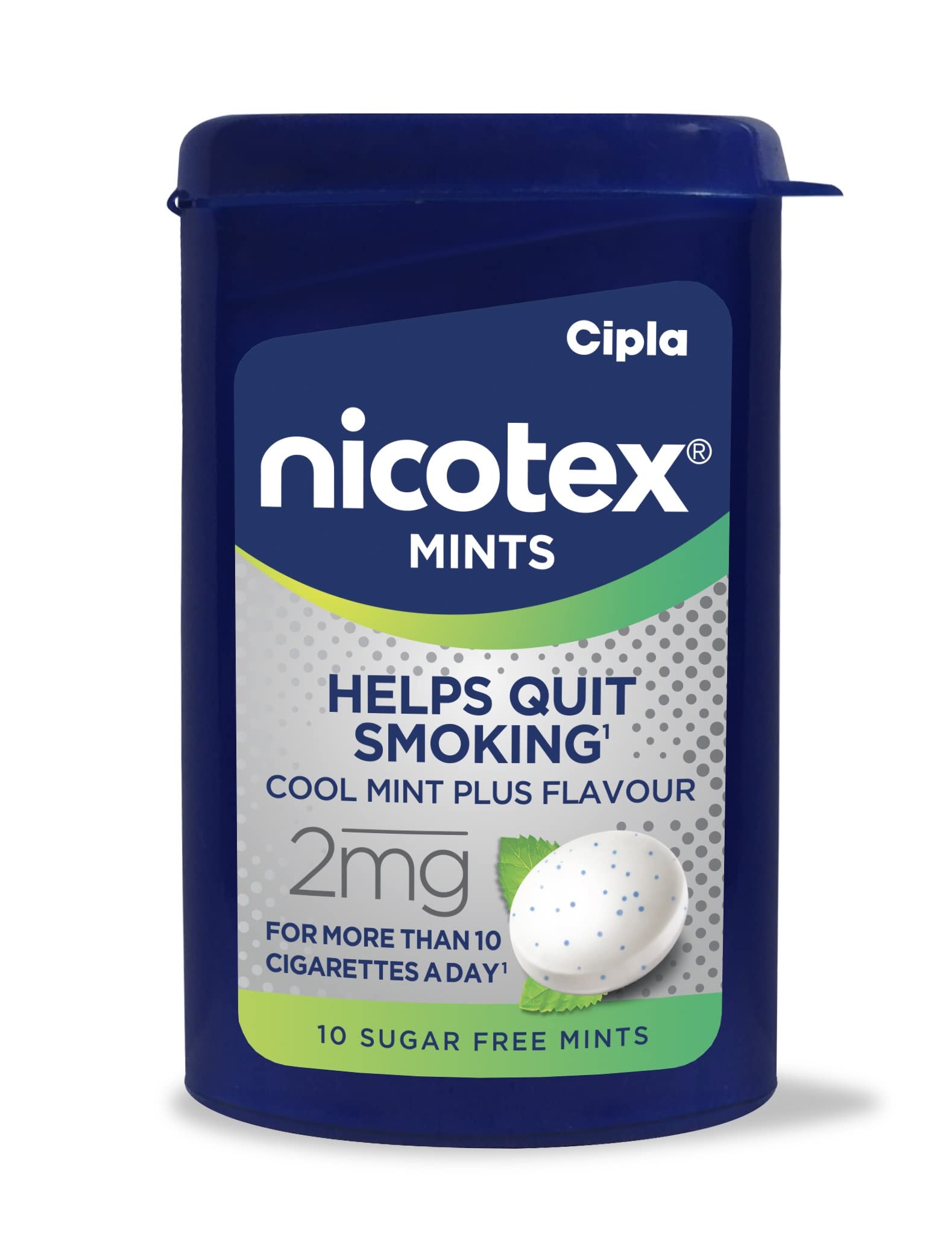 Cipla Nicotex Mints | Nicotine 2mg Lozenges (10 Pcs)| Helps Quit Smoking | Sugar Free | Cool Mint Plus Flavour