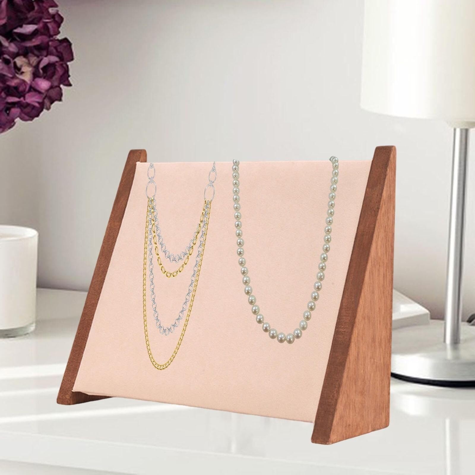 Organizador Joyas Soporte De Exhibición De Joyas, Soporte De Madera para Collares, Pulseras Y Collares Multiusos Expositor Joyas Soporte Joyas(Beige)