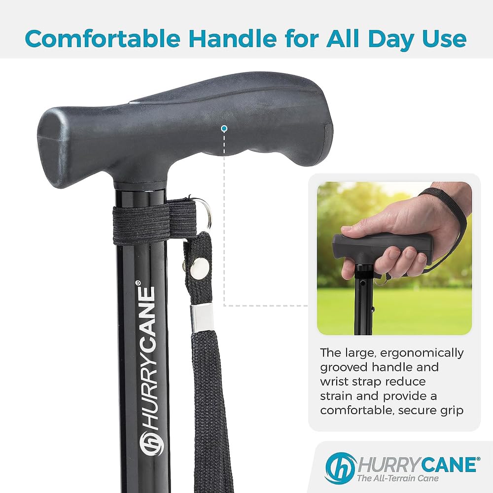 HurryCane Freedom Edition - Bastón plegable con mango en T, color morado