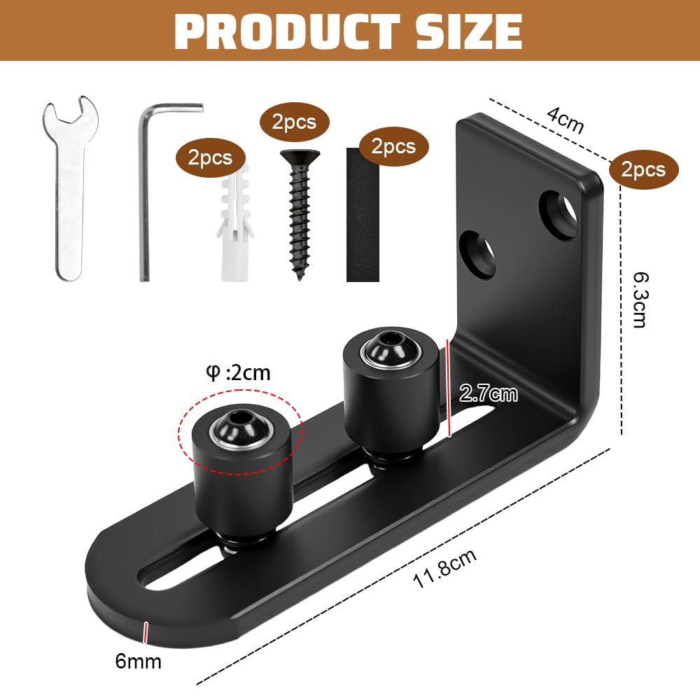 2 PCS Guías de Suelo para Puerta Corredera, Guía Inferior Puerta Corredera, Guías de Piso Ajustable para Puertas Corredizas para Montaje en Piso y Pared, Guía de Suelo para Puertas de Granero