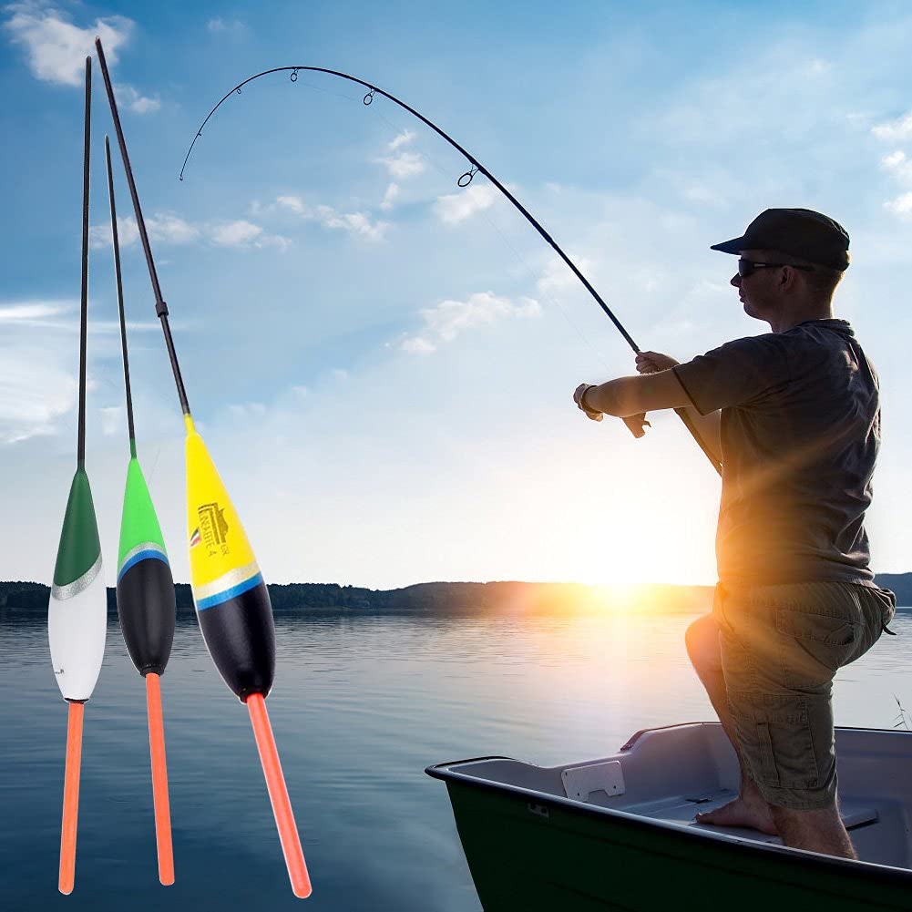 10Pcs Flotadores de Pesca Madera Abeto Juego Bobbers Herramientas