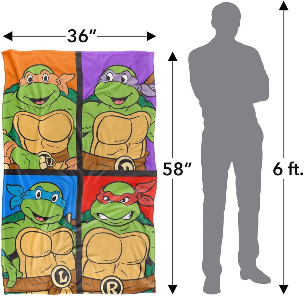 Teenage Mutant Ninja Turtles TMNT Turtle Tiles Silky Touch Super Soft Throw Blanket, 36"x58"