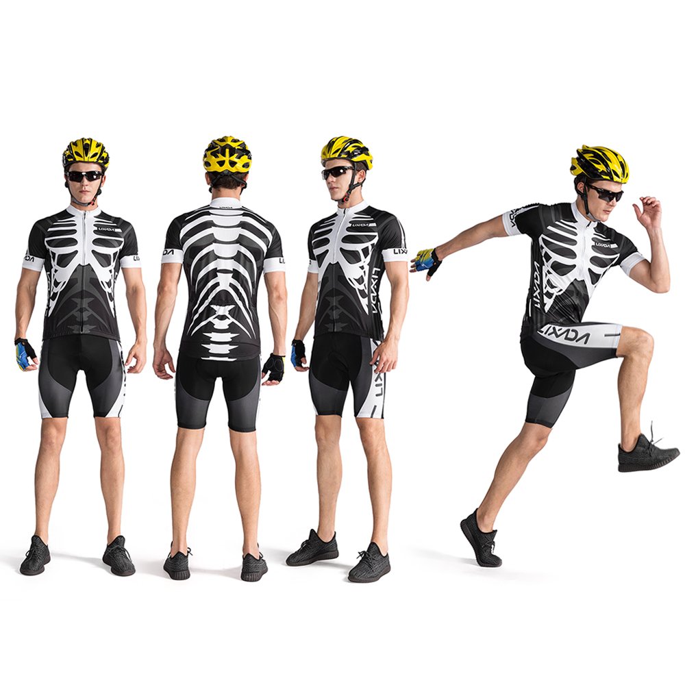Lixada Hommes Femmes Cyclisme Maillot à Manches Courtes + Cuissard de 3D Padded Short Respirant