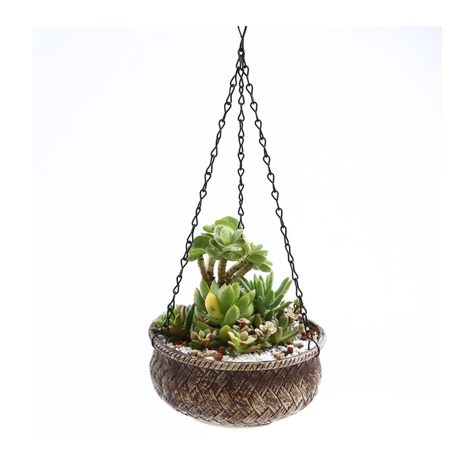 HASMI Jardiniere Balcon Porte-Plante en céramique Suspendue avec teneur en Corde Pot de Plante Suspendue for décor extérieur intérieur Pot Suspendu Plante Interieur