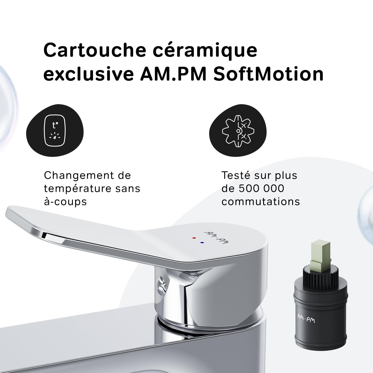 AM.PM – Robinet Salle Bain FXA82100, Mitigeur Lavabo Chromé avec Bonde Clic-Clac, Robinet Lave-Main Taille S