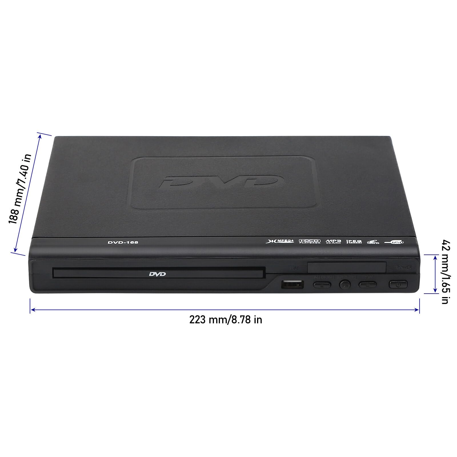 Lettore DVD per TV con USB, uscita AV e telecomando