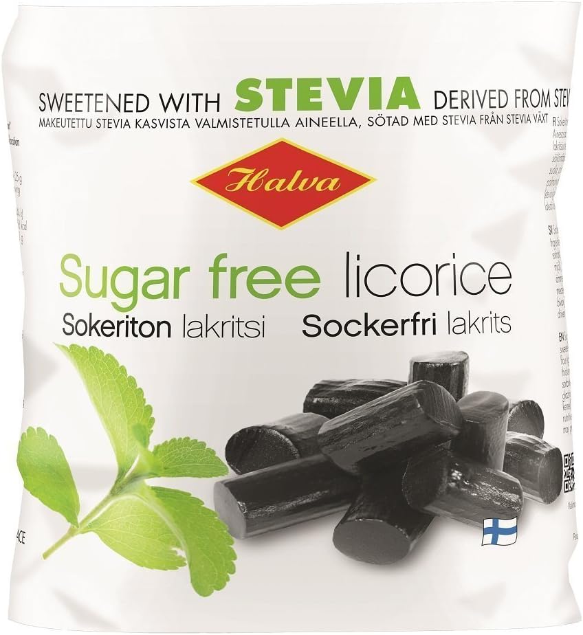 18 Bags x 90g of Halva Sweet Licorice - Original - Finnish - Sugar Free - Wine Gums - Candies - Sweets with Stevia