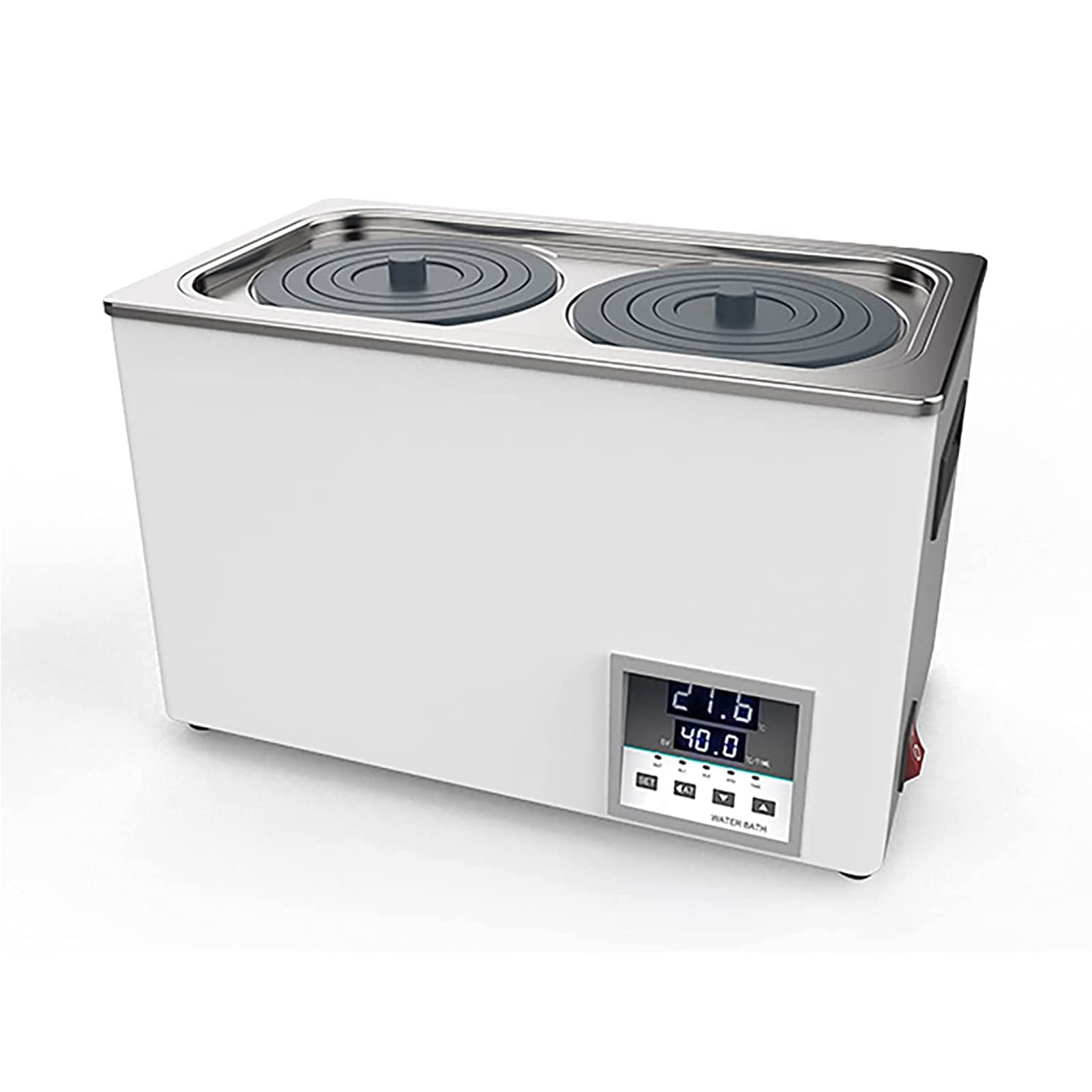 Baño María termostático digital de laboratorio con temporizador, calentador eléctrico de baño María con tanque interior de acero inoxidable de 2/4/6 orificios y aberturas seleccionables (2 orificios