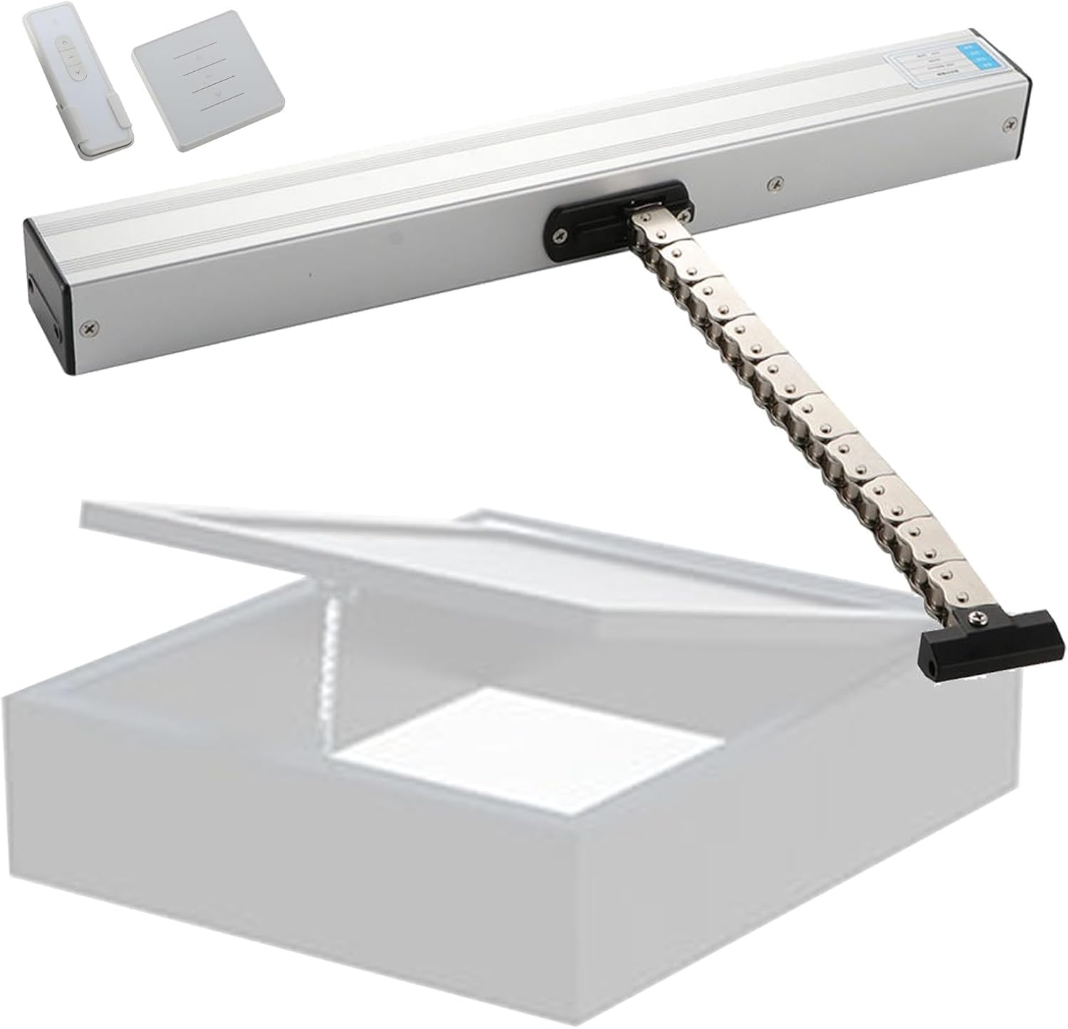 Automatic Window Opener with Remote Control and Wall Switch, 300-1000mm Stroke Electric Chain Window Opener Actuator for Skylights Roof Vent, Max: 600N