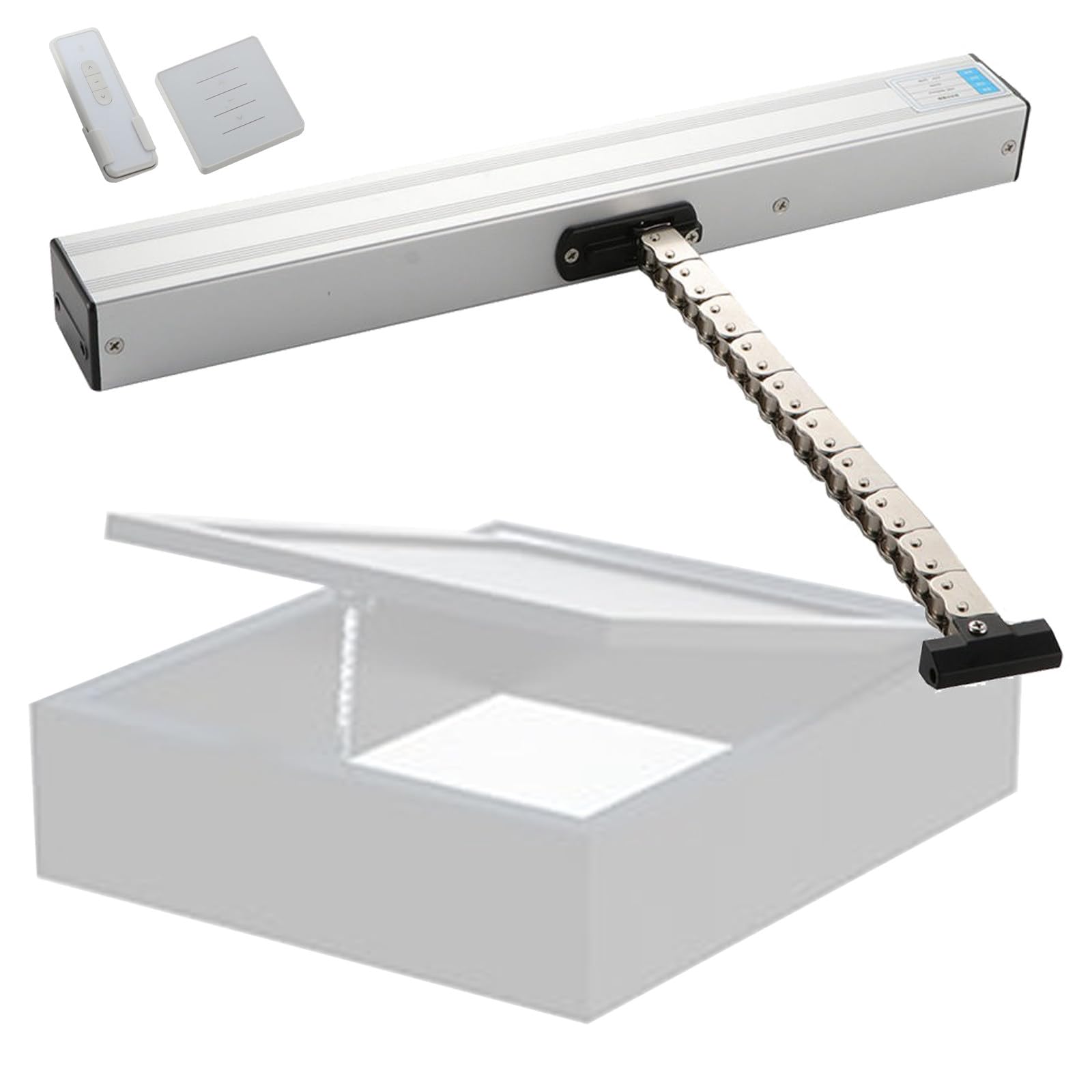 Automatic Window Opener with Remote Control and Wall Switch, 300-1000mm Stroke Electric Chain Window Opener Actuator for Skylights Roof Vent, Max: 600N,600mm