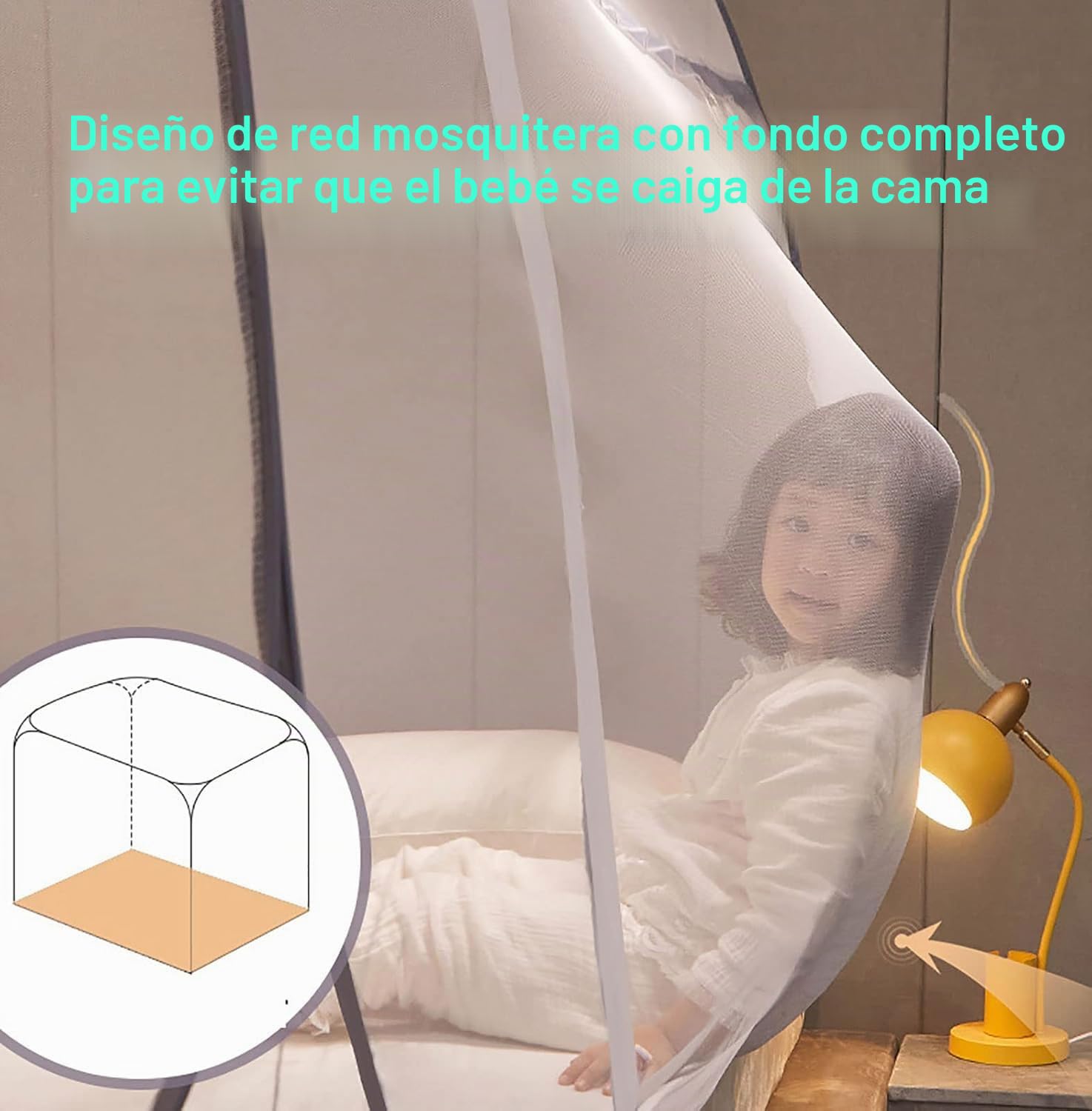 Mosquitera para Cama, mosquitera Universal, mosquitera para Cama, Red mosquitera para Cama Individual a King Size, para Camping y Familia
